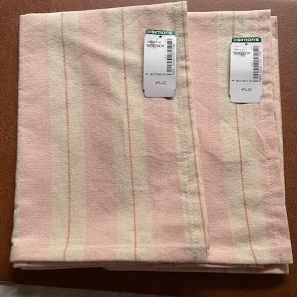NWT SIMONS Pink Stripe Organic Cotton Tea Towel set of 2 50cm x 70cm - Picture 1 of 6